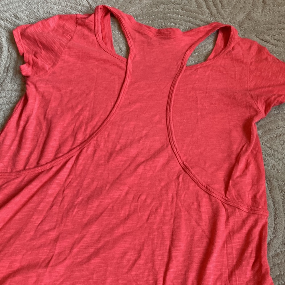 Anthropologie Coral Red Racerback Short Sleeve Top